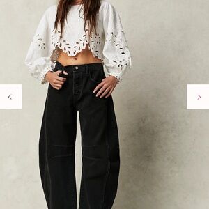 We the Free Black Good Luck Barrel Jeans 33L